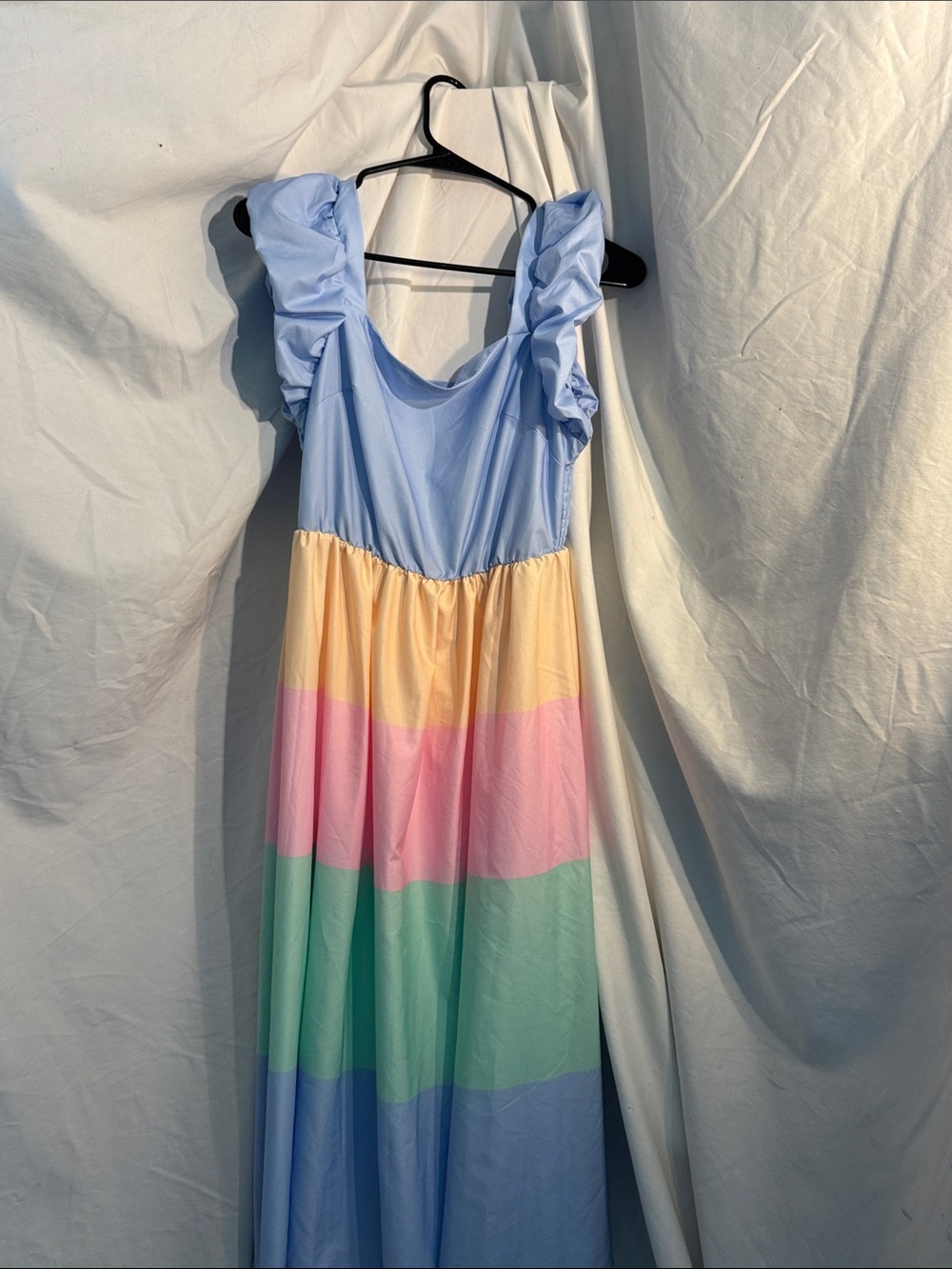 SHEIN Light Blue Ruffled Sleeve Maxi Dress